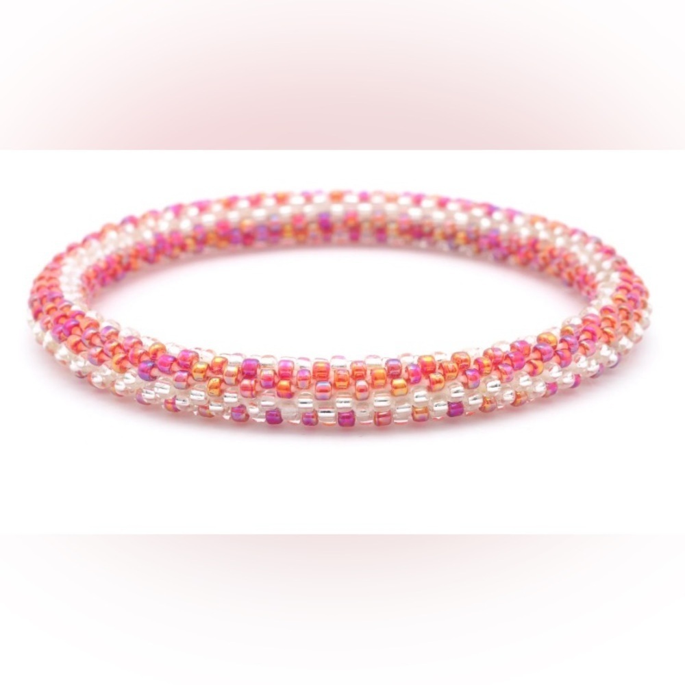 ⛱️🔥Sashka Co - "Sunset" Pink & White Glass Seed Bead Bracelet - OS
